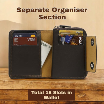 Stylish Unisex Wallet - Zipper Closure